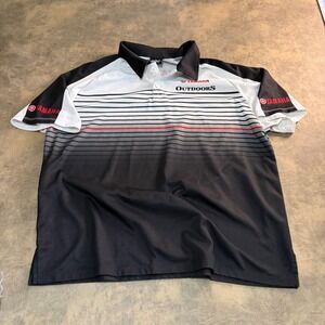 Hot Shoppe Designs Yamaha Outdoors Polo Shirt Mens XL Black White Striped USA